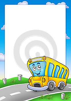 Frame with yellow school bus