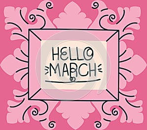 framed of hello march