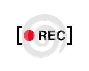 Framed recording sign, currently recording, rec, record, now entry. Vector on isolated white background. EPS 10