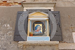 Virgin Mary Icon: venice italy, framed portrait photo