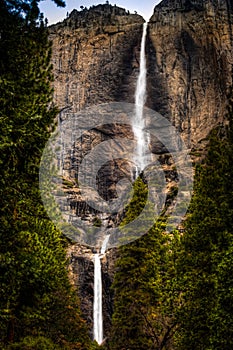 Framed View of Upper and Lower Yosemite Falls, Yosemite National Park, California