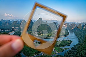 Framed view of the Yangshuo landscape