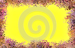 Framed yellow plain background with marbled earth tone design elements.