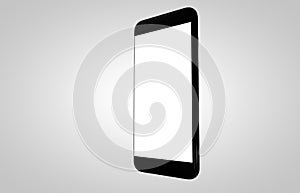 Frameless smartphone with white screen isolated on white background