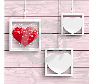 Frames 2 White Hearts 1 LowPoly Heart