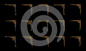 Frames borders ornament illustration. Art deco in luxury golden design elements