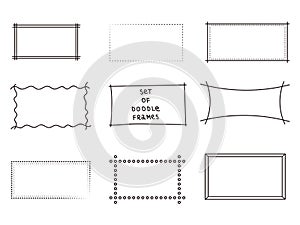 Frames doodle vector. Set of 9 simple doodles. Set of simple doodles. Isolated on white background.