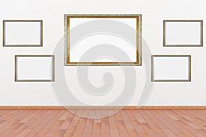 Exhibition, exhibition, empty frames in an interior.