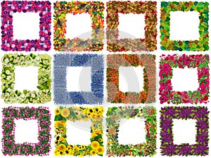 Frames from flowers isolated