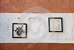 Frames on a old wall background
