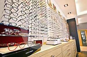 Frames in optician store
