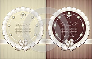 Frames with pearls bow in retro style photo