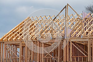 frames of plywood house rafters