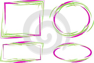 colorful green pink abstract outline frames collection