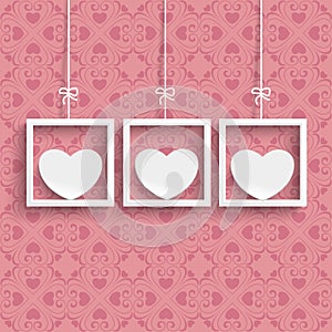 Frames 3 White Hearts Ornaments photo