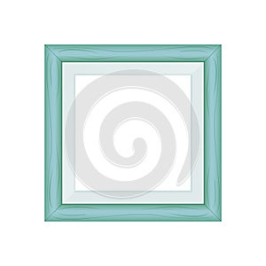 Framework green pastel wooden blank for picture, image of square frames green soft color square isolated on white background