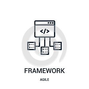 framework icon vector from agile collection. Thin line framework outline icon vector illustration