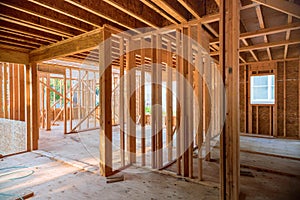 Framing beam of new house under construction home framing