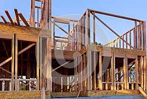 Framing beam of new house under construction home framing