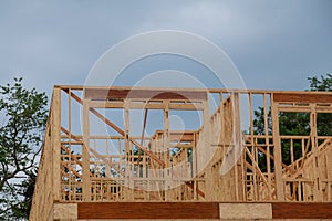 Framing beam of new house under construction home framing