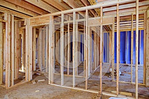 Framing beam of new house under construction home framing