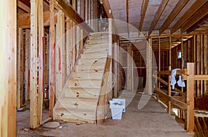 Framing beam of new house under construction home framing