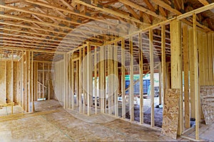 Framing beam of new house under construction home framing