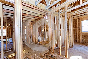 Framing beam of new house under construction home framing