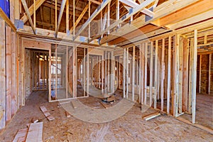 Framing beam of new house under construction home framing