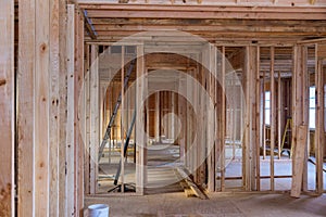 Framing beam of new house under construction home framing