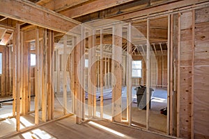 Framing beam of new house under construction home framing