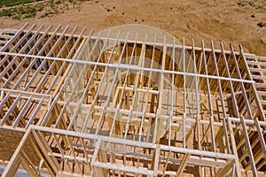 Framing beam of new house under construction home framing