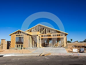 Wood Framing On New Home Construction photo