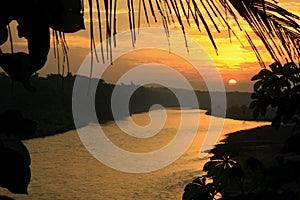 Framing sunset tropical river