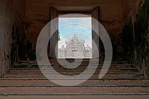 Framing the top of gapura agung - the main gate at taman sari water castle - the royal garden of sultanate of jogjakatra