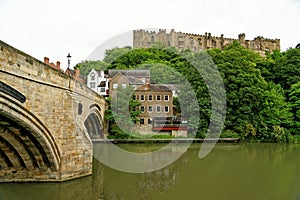 Framwellgate Bridge and Durham castle in Durham, England