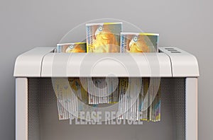 Franc Banknotes In Shredder
