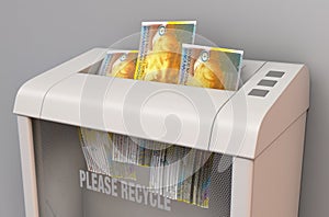 Franc Banknotes In Shredder