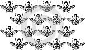 Franc kafka. Seamless pattern fly original.