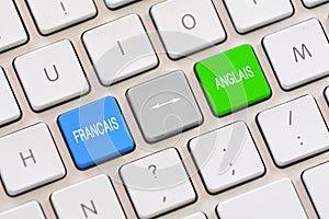 Francais or French translation choice in French writing on keyboard