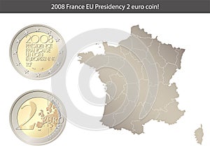 France. 2 Euro coin. French Presidency of the Council of the European Union.