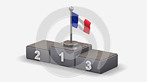 France 3D waving flag illustration on winner podium.