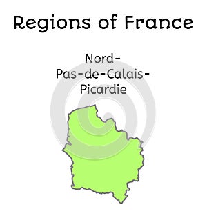 France administrative map of Nord-Pas-de-Calais-Picardy