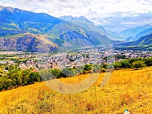 France Alpes Saint-Jean-de-Maurienne Valley Summer yellow grasse Maurienne Savoie