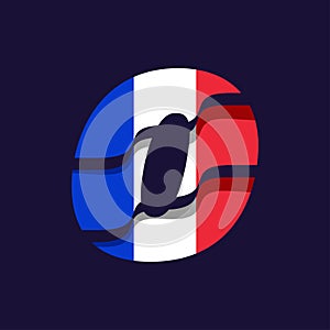 French Flag Logo With Alphabet O photo