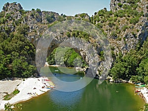 France Ardeche Pont d'Arc natural bridge carved out