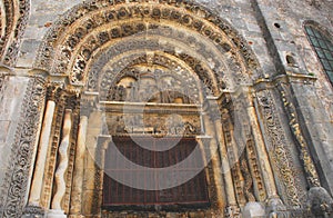 France- Avallon- Architectural Details of the Facade of the Cathedral