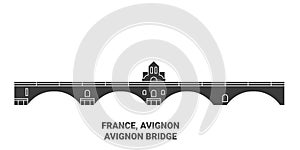 France, Avignon, Bridge travel landmark vector illustration