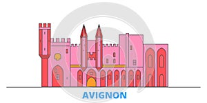 France, Avignon Landmark line cityscape, flat vector. Travel city landmark, oultine illustration, line world icons