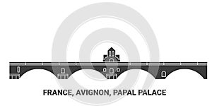 France, Avignon, Papal Palace travel landmark vector illustration
